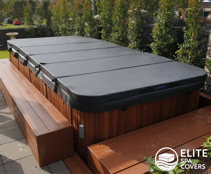 spa lid fitted on outdoor deck