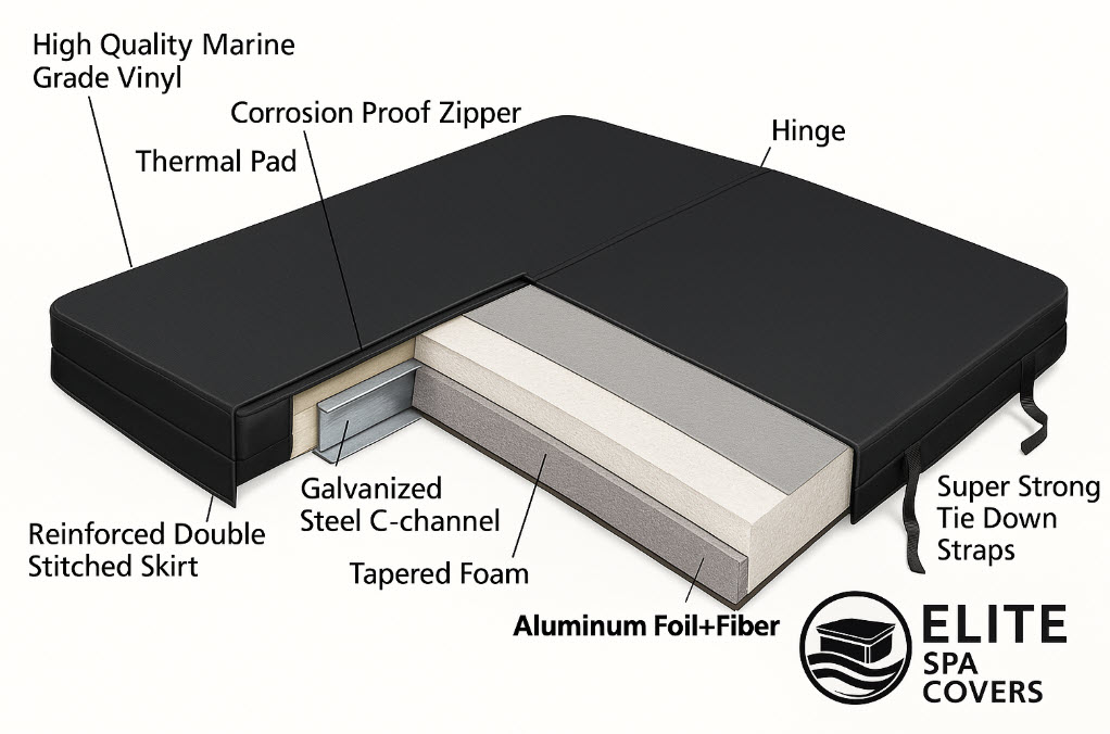 custom spa cover in charcoal grey